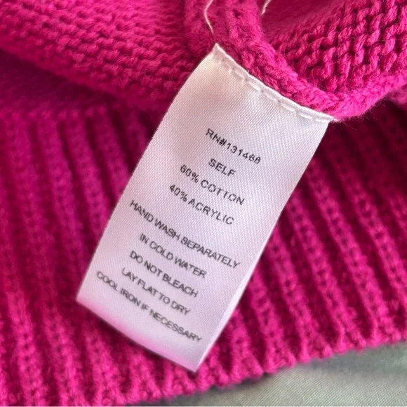 🩷FATE HOT PINK BARBIE CORE HAND KNIT CROCHET BALLOON SLEEVE SWEATER SIZE MEDIUM - Picture 11 of 13